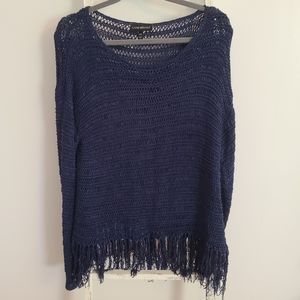 Lane Bryant♡ 18/20 blue open knit fringe sweater
